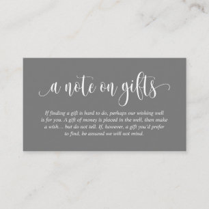A Note On Wedding Gifts, Modern Elegant Script Enclosure Card
