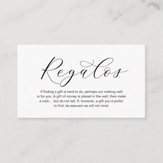 A Note On Wedding Gifts, Regalos, Beautiful Luxury Enclosure Card (Front)
