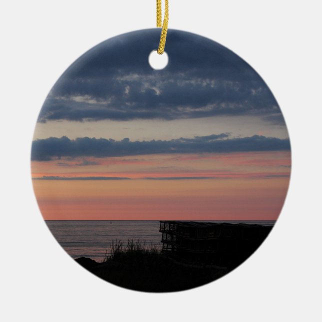 A Nova Scotian Sunset Ceramic Tree Decoration (Front)