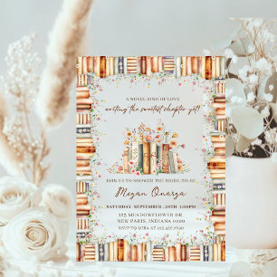 A Novel Kind of Love Book-Themed Floral Bridal Acrylic Invitations