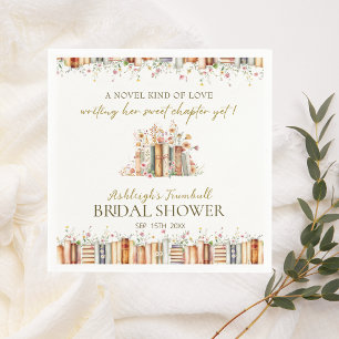A Novel Kind of Love Book-Themed Floral Party Napkin