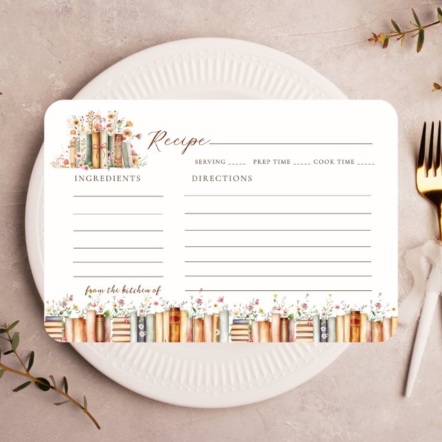 A Novel Kind of Love Floral Book Bridal Recipe Enclosure Card (Creator Uploaded)