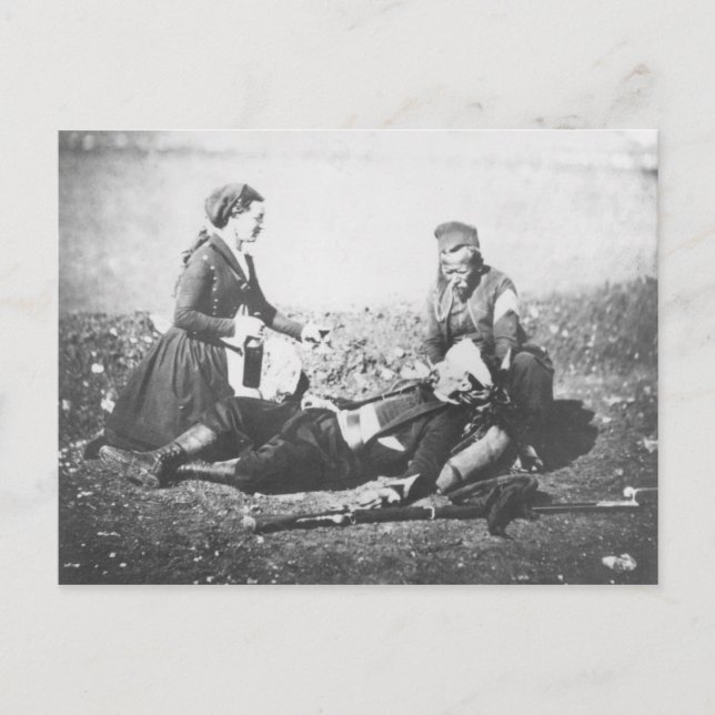 A Nurse Tending a Wounded Man Postcard (Front)