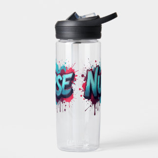 A nurse typography on a colourful splash  water bottle