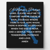 A Nurse's Prayer sign on easel