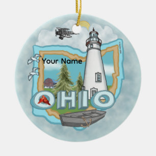 A Ohio Lighthouse Ceramic Tree Decoration