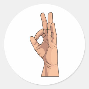 A OK ~ Hand Sign and Gestures a-ok Classic Round Sticker