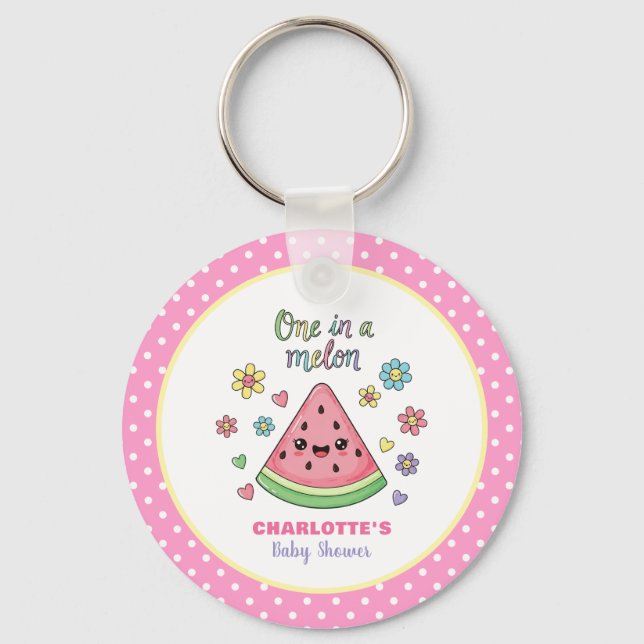 A One in a Melon Celebration Baby Shower Key Ring (Front)