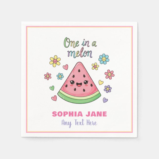 A One in a Melon Celebration Paper Napkin (Front)