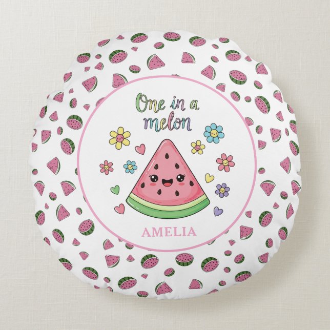 A One in a Melon Custom Baby Round Cushion (Front)