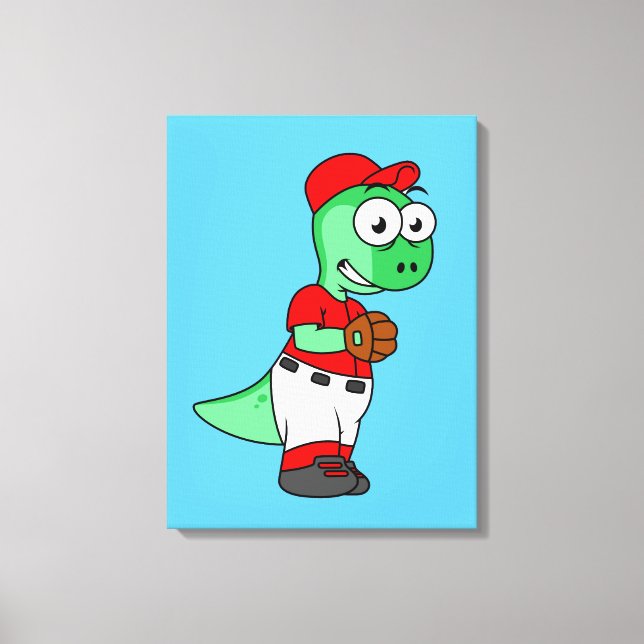 A Pachycephalosaurus Baseball Pitcher. Canvas Print (Front)