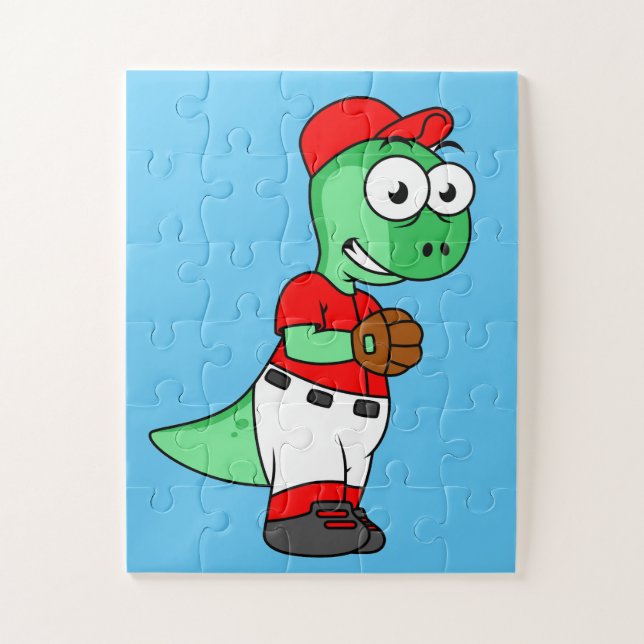 A Pachycephalosaurus Baseball Pitcher. Jigsaw Puzzle (Vertical)