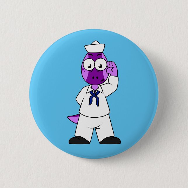 A Pachycephalosaurus Dinosaur Navy Sailor. 6 Cm Round Badge (Front)