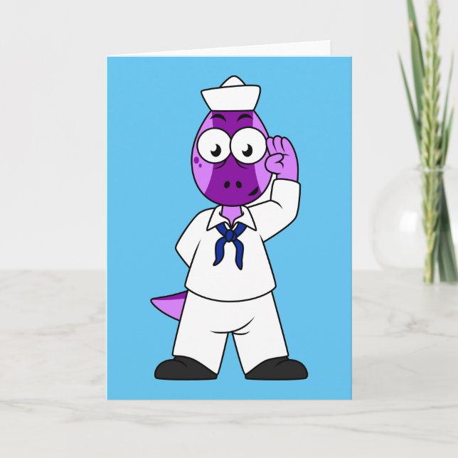 A Pachycephalosaurus Dinosaur Navy Sailor. Card (Front)