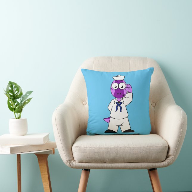 A Pachycephalosaurus Dinosaur Navy Sailor. Cushion (Chair)