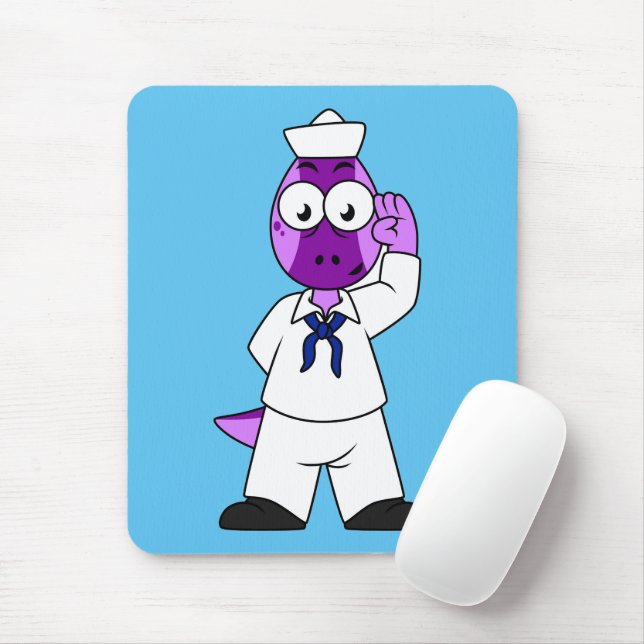 A Pachycephalosaurus Dinosaur Navy Sailor. Mouse Pad (With Mouse)