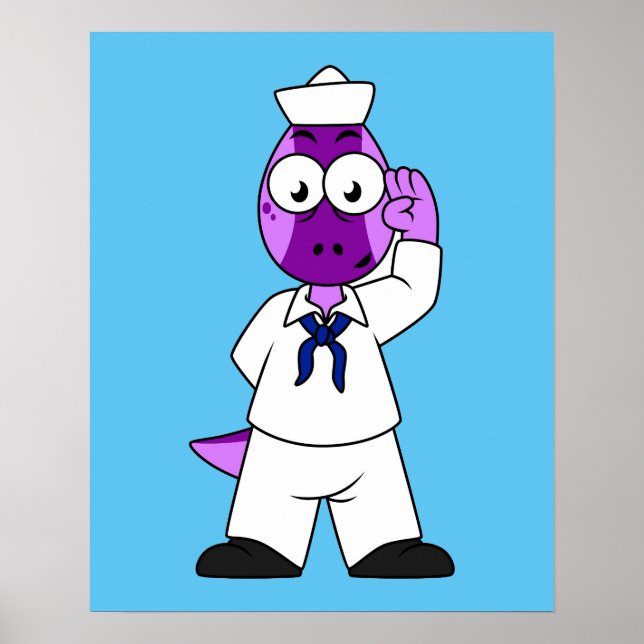 A Pachycephalosaurus Dinosaur Navy Sailor. Poster (Front)