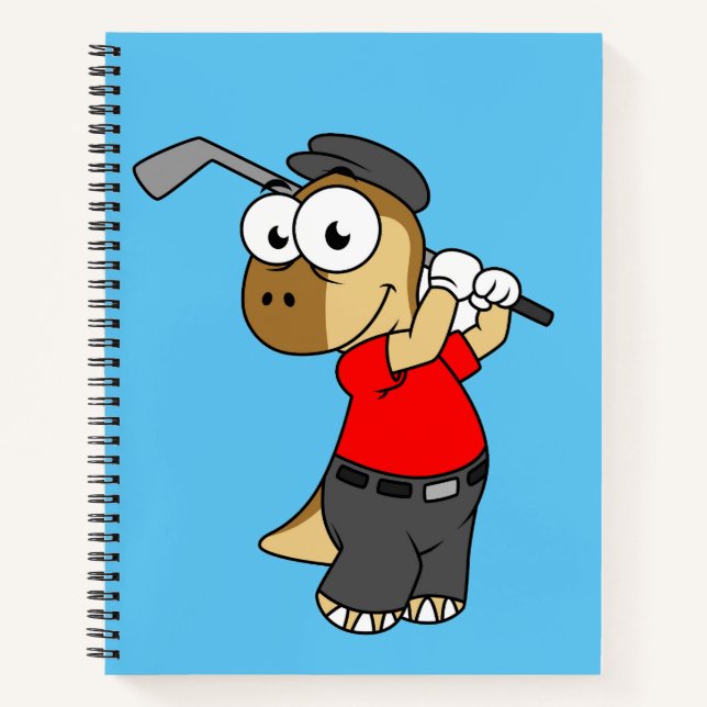 A Pachycephalosaurus Dinosaur Playing Golf. Notebook (Front)
