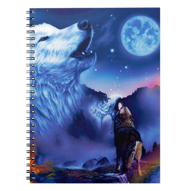 A pack of wolves on a dark night notebook (Front)