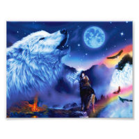 A pack of wolves on a dark night