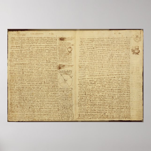 A page from the Codex Leicester, 1508-12 Poster (Front)