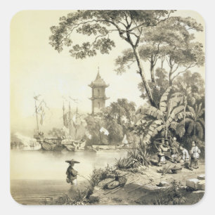 A Pagoda on the Macao-Canton Canal, plate 21 from Square Sticker