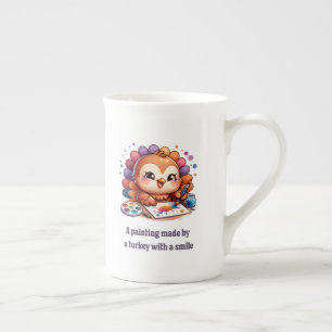 A Painting Made By A Turkey With A Smile Bone China Mug