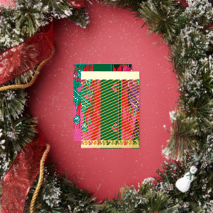 a painting of a frog in a field of grass foil holiday postcard