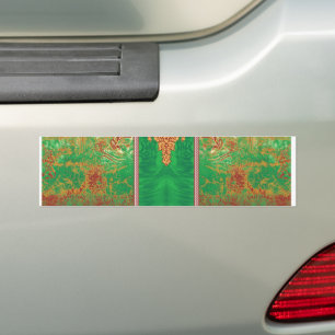 a painting of a green field with an orange border bumper sticker