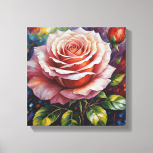 a painting of a pink rose canvas print