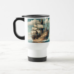 A Painting Of A Ship With The Sails Down-56350 Travel Mug
