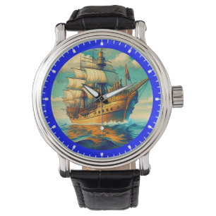 A Painting Of A Ship With The Sails Down-56350 Watch