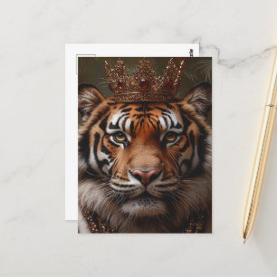 A Painting of a Tiger in a Crown Postcard
