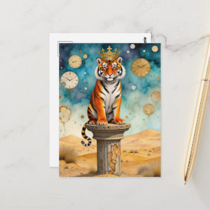 A Painting of a Tiger in a Crown Postcard