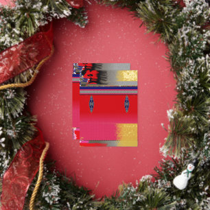 a painting of a woman in a pink dress foil holiday postcard