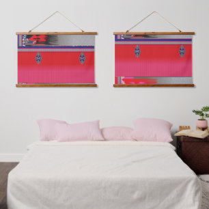 a painting of a woman in a pink dress hanging tapestry