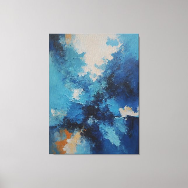 a painting of blue and white clouds  canvas print (Front)