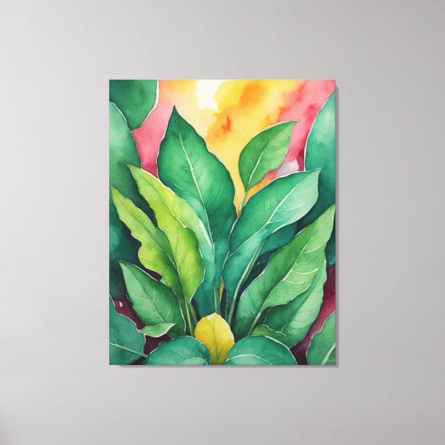 a painting of green leaves canvas print (Front)