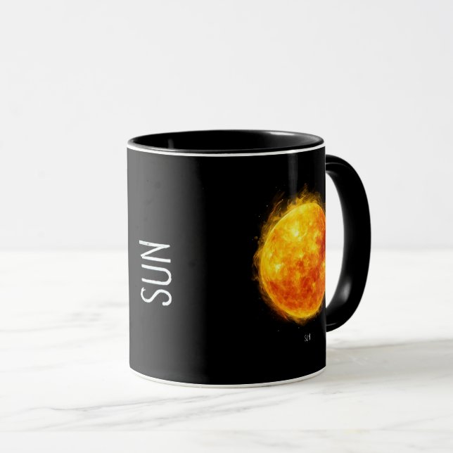 A painting of the sun in a space mug (Front Right)