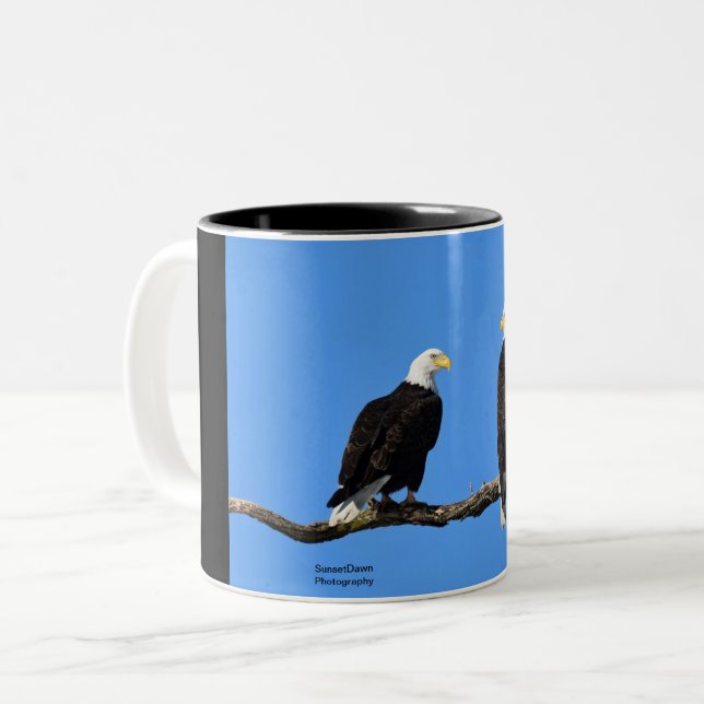 A pair of Bald Eagles Two-Tone Coffee Mug (Front Left)