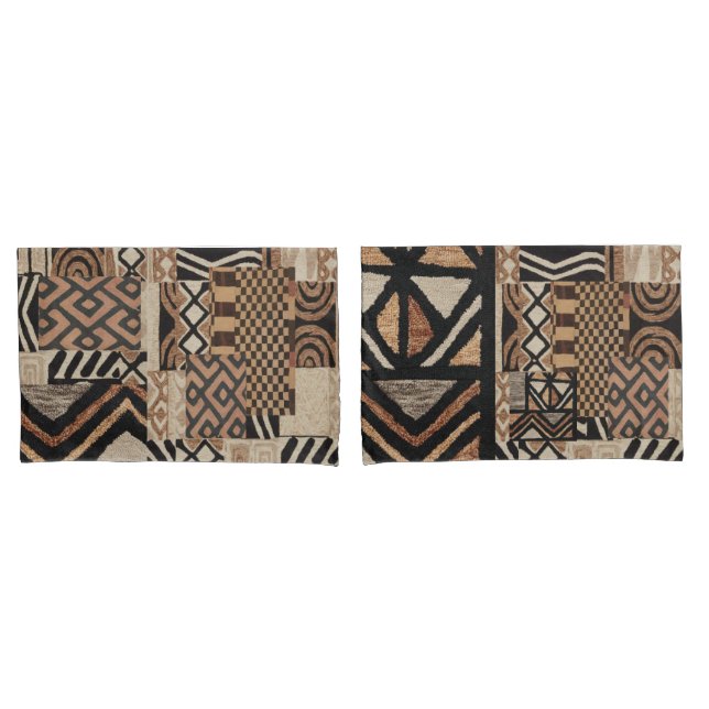 a pair of earthy and tribal pillowcases (Front-Set)