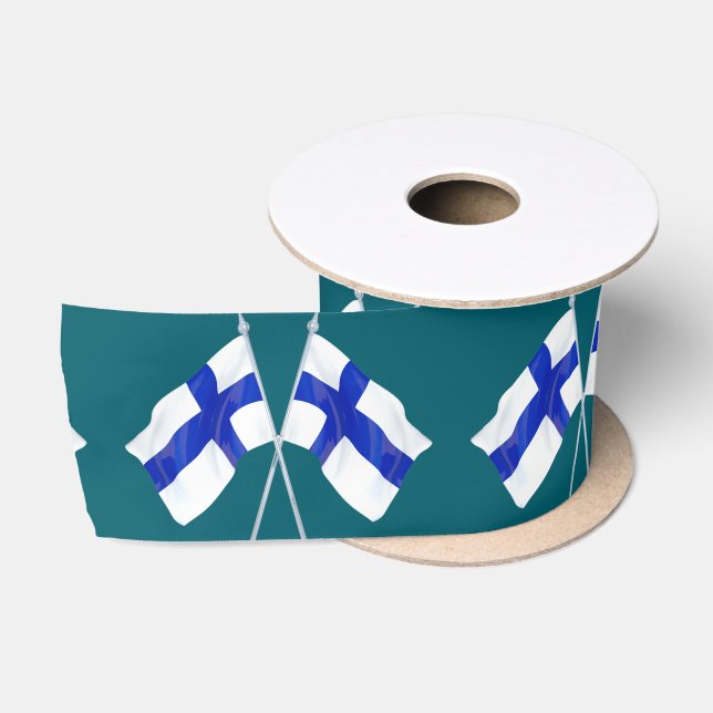A Pair of Finnish Flags Satin Ribbon (Spool)
