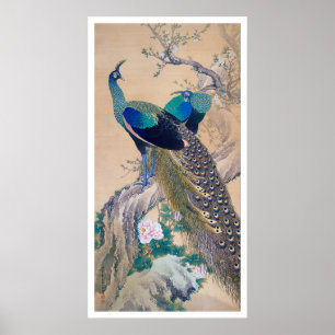A Pair of Peacocks in Spring, Imao Keinen Poster