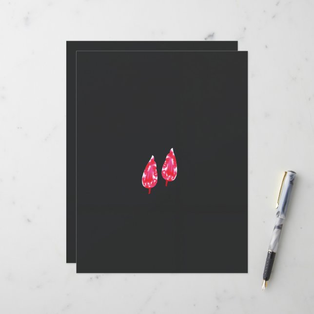 a pair of red leaves on a black background (Front/Back In Situ)