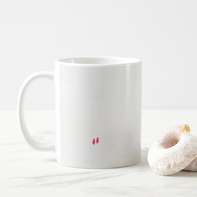 a pair of red leaves on a black background coffee mug (With Donut)