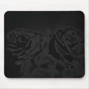 A pair of roses in black mouse pad