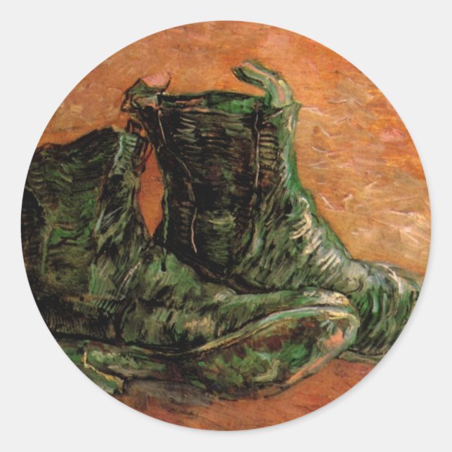 A Pair of Shoes by Vincent van Gogh Classic Round Sticker (Front)