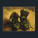 A Pair of Shoes by Vincent van Gogh Postcard<br><div class="desc">A Pair of Shoes by Vincent van Gogh is a vintage fine art post impressionism still life painting featuring an old pair of peasant workman boots with laces. Worker boots that a poor farmer would wear. About the artist: Vincent Willem van Gogh was a Post Impressionist painter whose work was...</div>
