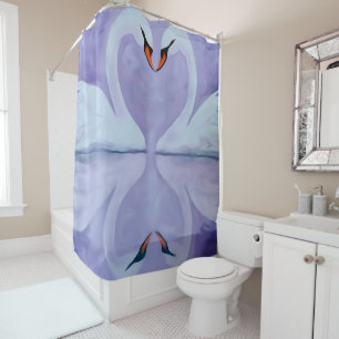 A pair of swans on the water shower curtain