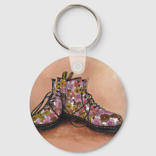 A Pair of Treasured Flowery Boots Key Ring